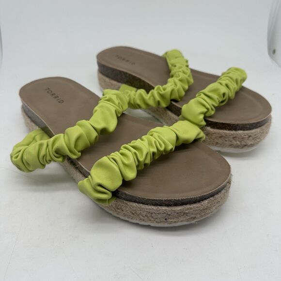 Torrid Sandals Shoes Womens Size 11 WW Green Ruched Espadrille Platform 40335121 - Picture 6 of 11